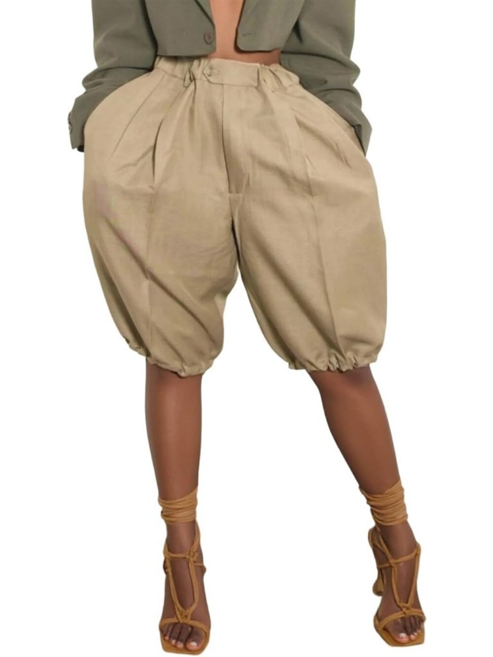 High-Waisted Balloon Pleated Bermuda Shorts | Wide Leg Summer Fashion
